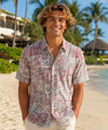 Tapa Hawaiian Honu Fit Aloha Dress Shirt Red