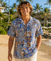 Honu Tapa Cotton Hawaiian Shirt Blue