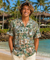 Honu Tapa Cotton Hawaiian Shirt Sea Green