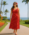 Tea Length Empire Waist Rayon Dress Burgundy