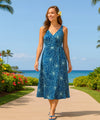 Tea Length Empire Waist Rayon Dress Navy