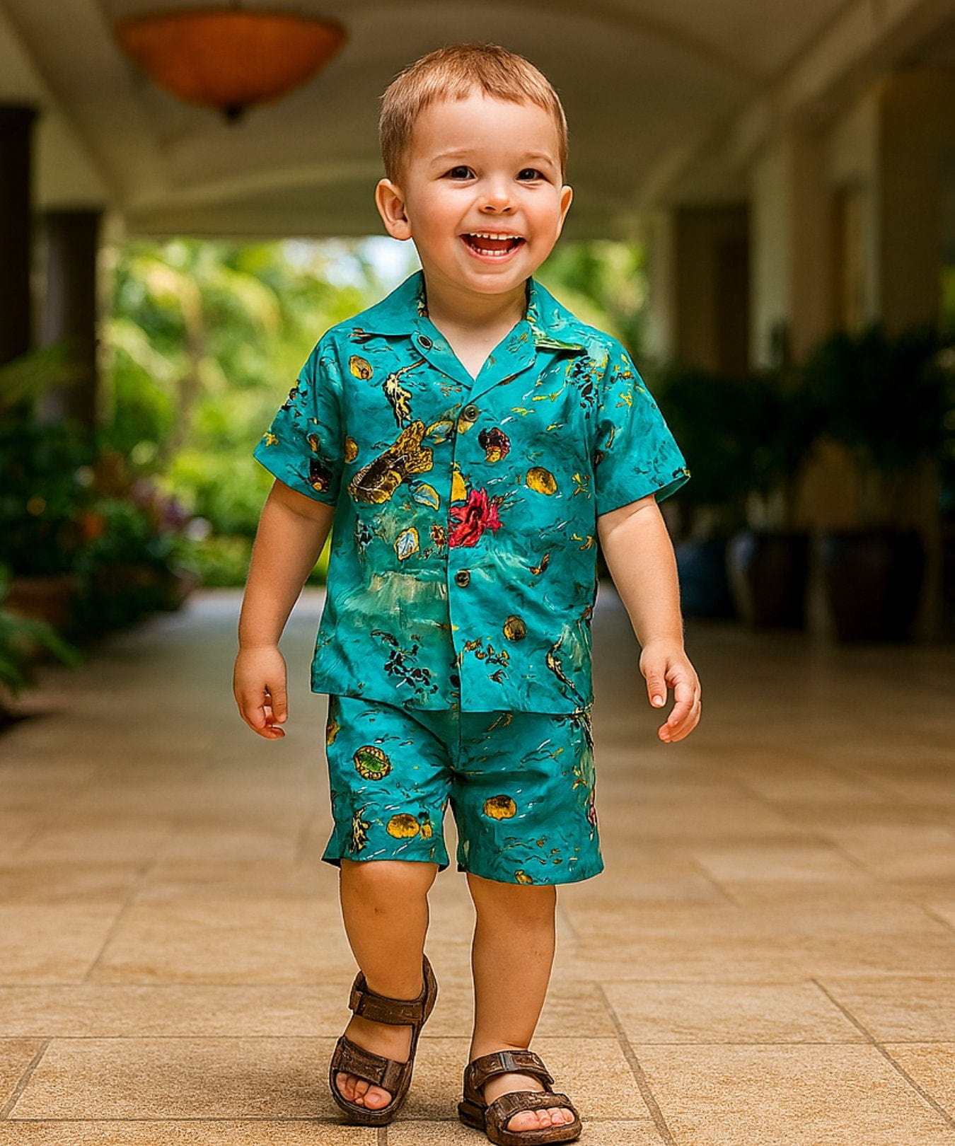 Molokini Sea Life Toddler Boys 2 Piece Set Turquoise