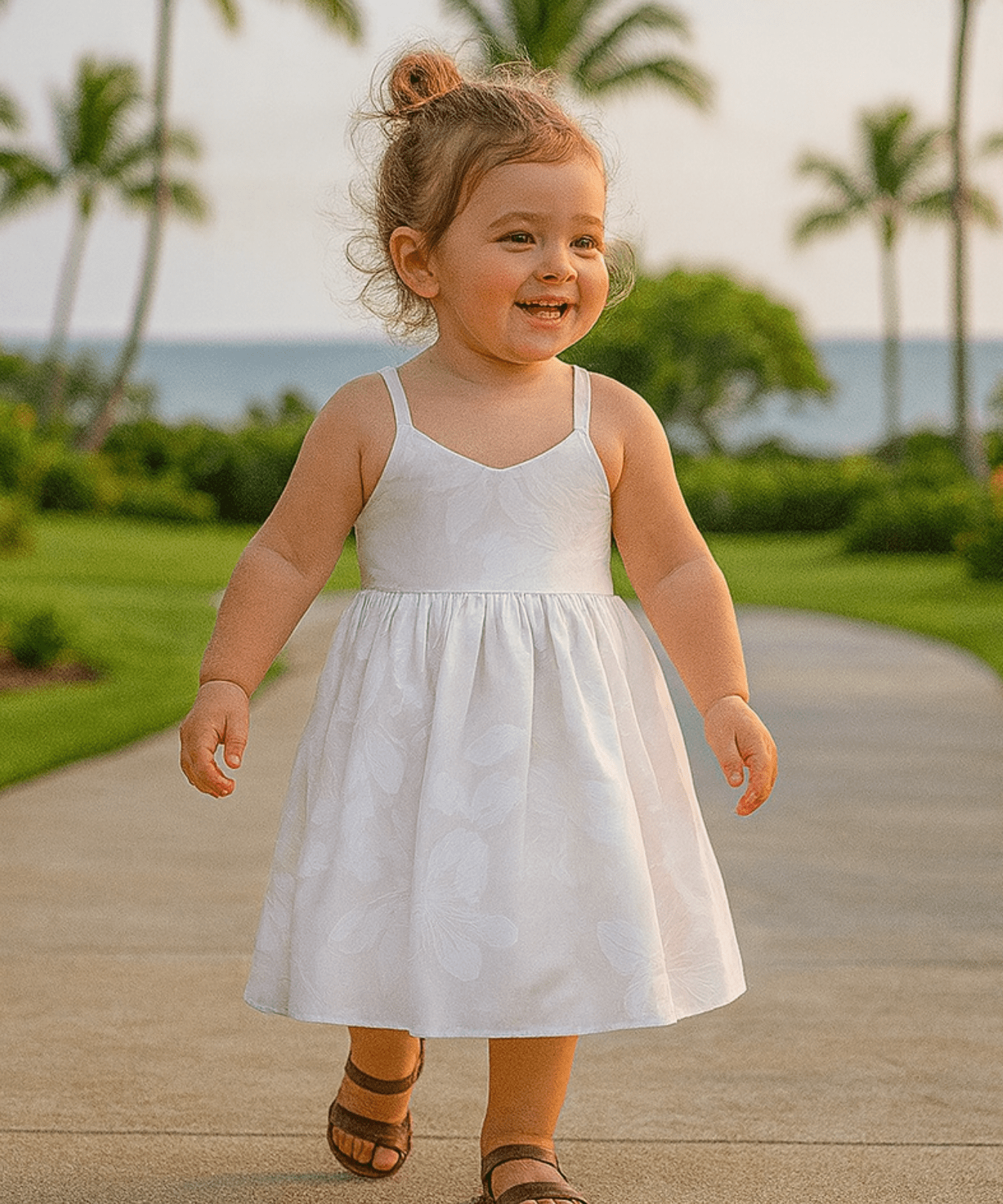 Kaipo Girls White Hawaiian Sundress White