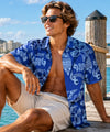 Tribal Polynesian Cotton Hawaiian Shirt Blue