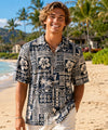 Tribal Tapa Short Sleeves Aloha Shirt Black