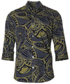 3/4 Sleeves Tribal Hawaiian Shirt Black