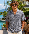 Tribal Tapa Cotton Poplin Hawaiian Shirt Charcoal