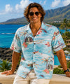 Tropical Paradise Cotton Poplin Men's Aloha Shirt Aqua