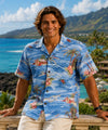 Tropical Paradise Cotton Poplin Men's Aloha Shirt Navy
