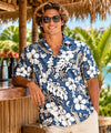 Cotton Vintage Surfboards Men's Aloha Shirt Navy