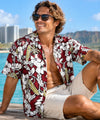 Cotton Vintage Surfboards Men's Aloha Shirt Red
