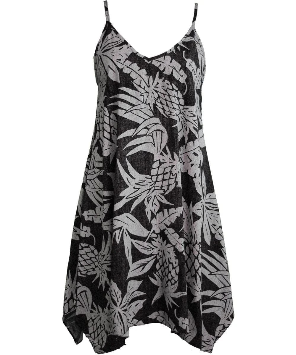 V-Neck Short Pineapple Hawaiian Dress