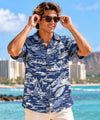 Voyage Cotton Aloha Hawaiian Shirt for Men Ocean Blue