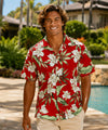 Wailuku Orchids Short Sleeves Aloha Shirt Red