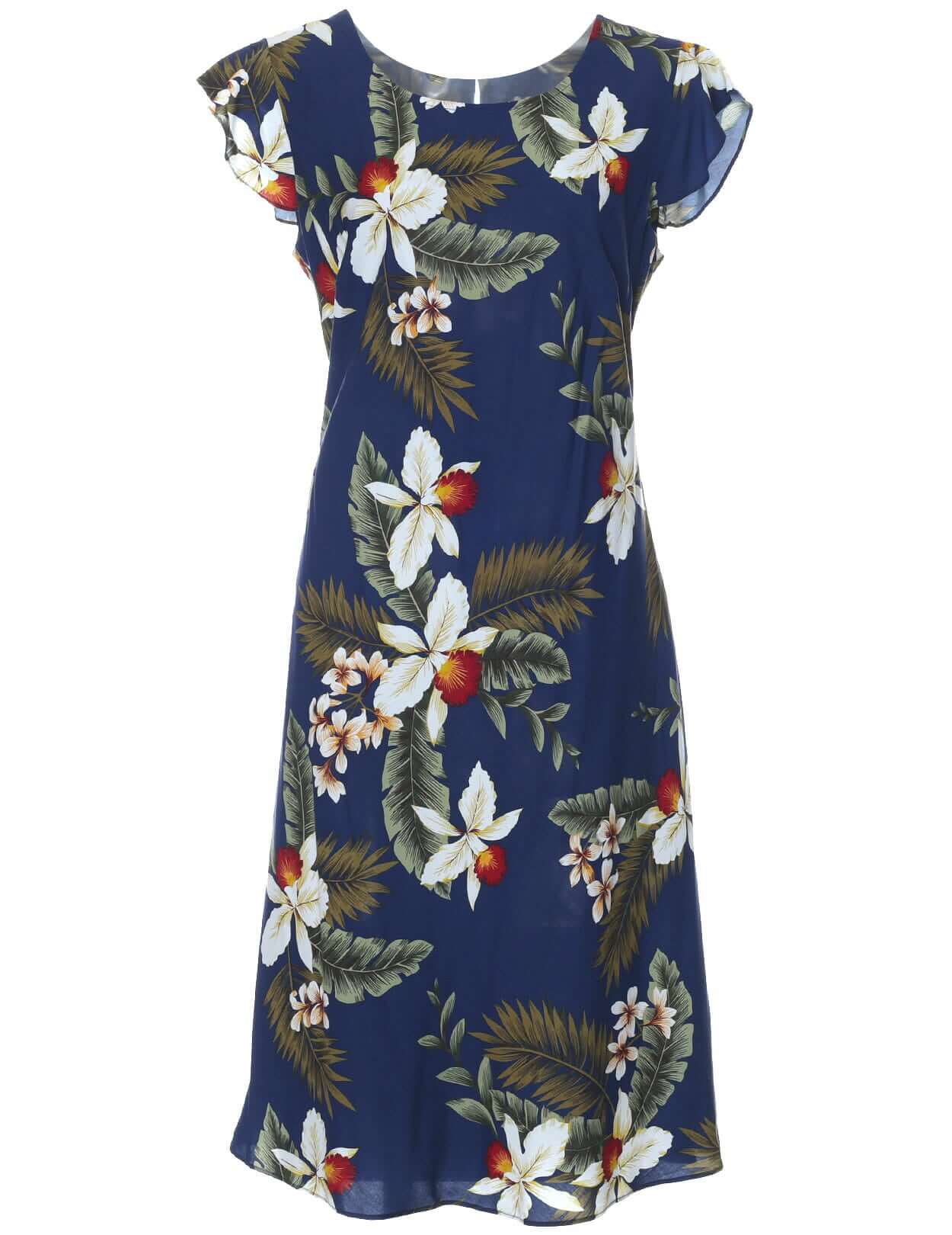 Wainapanapa Orchids Knee Length Hawaiian Dress