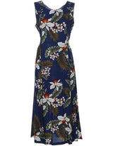 Wainapanapa Orchids Long Hawaiian Dress