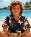 Wainapanapa Boys Rayon Aloha Shirt Navy
