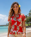 Wainapanapa Women Hawaiian Fitted Shirt Red