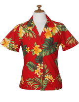 Women Short Sleeves Puunene Camp Hawaiian Shirt