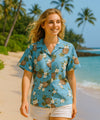 Pineapples Camp Women Hawaiian Shirt Light Blue