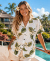 Orchids Makani Camp Women's White Aloha Shirt