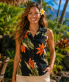 Women's Aloha Sleeveless Ginger Blouse Black Women Shirts
