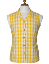 Yellow Sleeveless Women Palaka Shirt